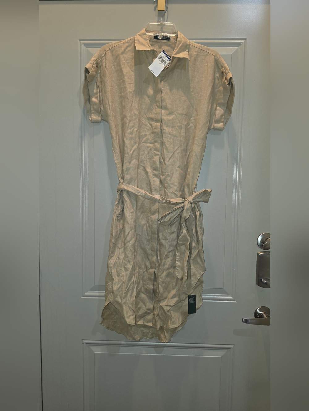 Ralph Lauren Tan Linen-Blend Shirt Dress Size 2, NWT